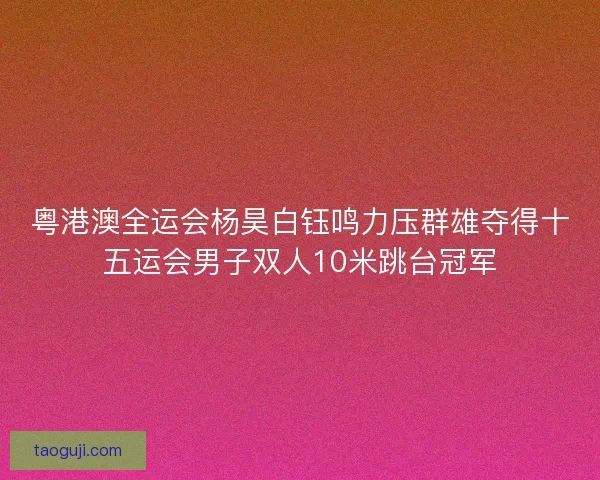 粤港澳全运会杨昊白钰鸣力压群雄夺得十五运会男子双人10米跳台冠军